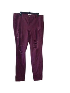 Refuge+ Womens Distressed Burgundy Skinny Leggings Size 16